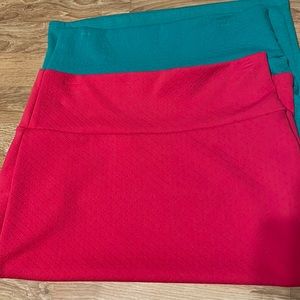 Small LuLaRoe Cassie skirts pencil, Fuchsia, Teal solid EUC Pink